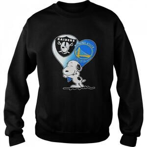 Snoopy Hug Las Vegas Raiders And Golden State Warriors Shirt